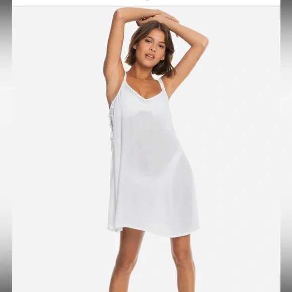 Roxy Swim New Roxy Beachy Vibes Solid Beach Coverup Dress Sz